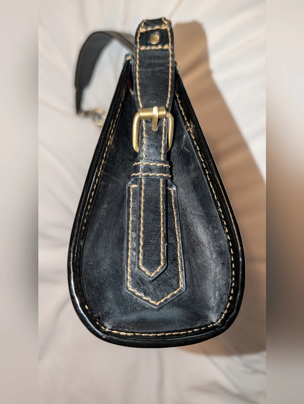 Eric Javits Squishee Metallic Baguette Shoulder Bag Black GUC